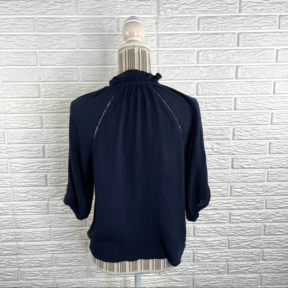 Roly Poly Dark Blue Ruffled Boho Top - Picture 7 of 7